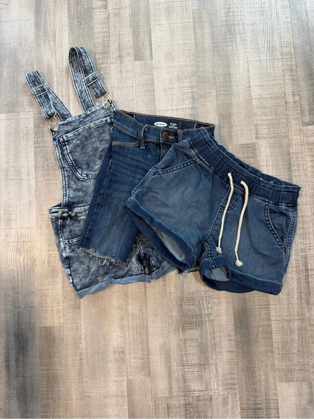Girls Size 7 Clothing Lot Justice Old Navy Denim Shorts Overalls 3 Piece EUC